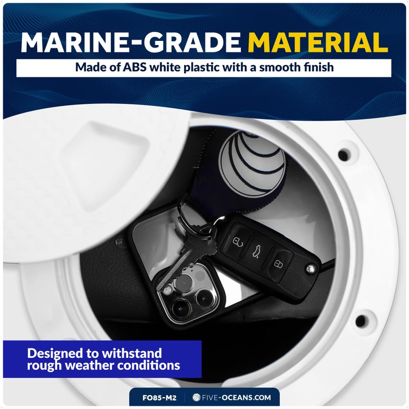 Five Oceans 6" Boat Hatch, 2-Pack Marine Access Hatch, Round Inspection Deck Plate Hatch with Detachable Cover, UV Resistant ABS White Plastic, for Pontoon, Fishing Boat, Bass Boat, Yacht - FO85-M2 - Image 3